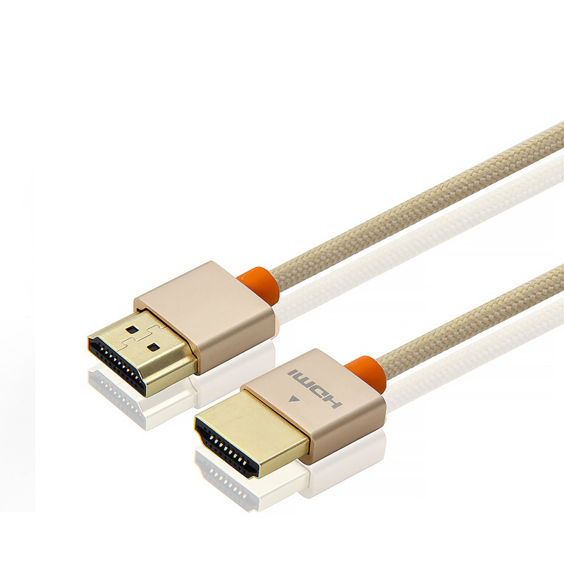 HDMI A-A细线 铝壳不带IC-金色编网细线