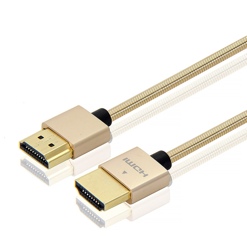 HDMI A-A细线 铝壳不带IC-金色钢网细线